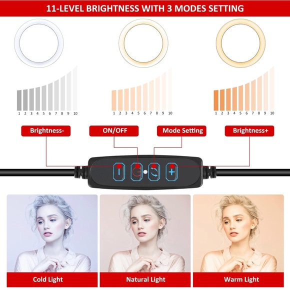 NEW! 10.2" Ring Light with Stand and Phone Holder, LED Circle Light. - Picture 6 of 7